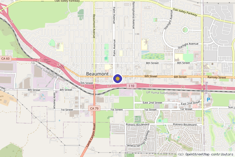 Map showing the location of Loma Linda Aesthetics Med Spa in Beaumont, CA