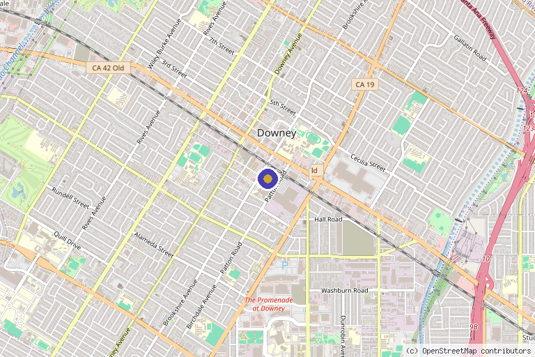 Map showing the location of PIH Health Pain Management Downey Medical Office Building in Downey, CA