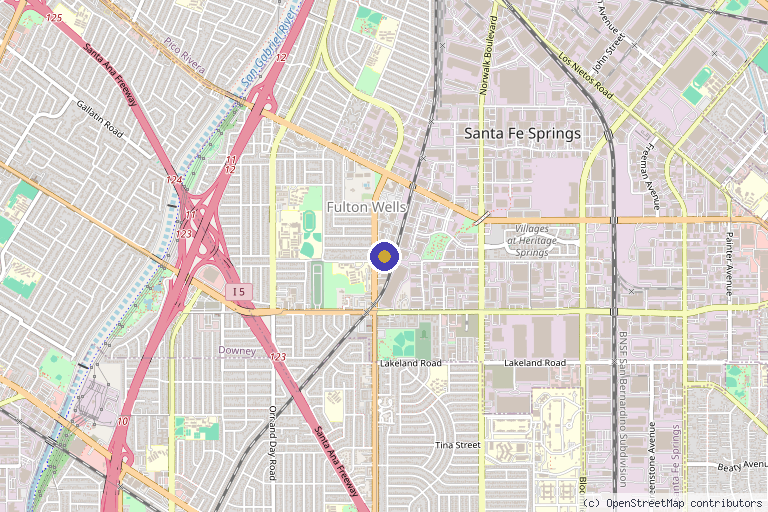 Map showing the location of BSG Aesthetics Solutions CO in Santa Fe Springs, CA