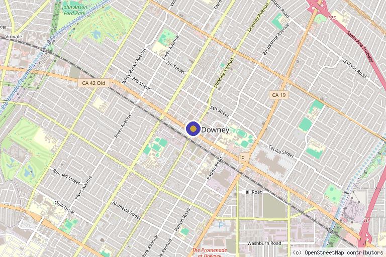 Map showing the location of LA Tox Medspa in Downey, CA