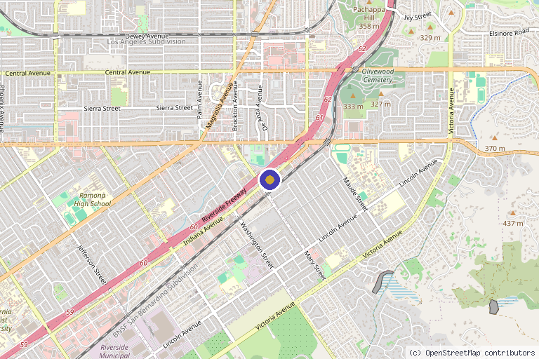 Map showing the location of Revival Health Center in Jurupa Valley, CA