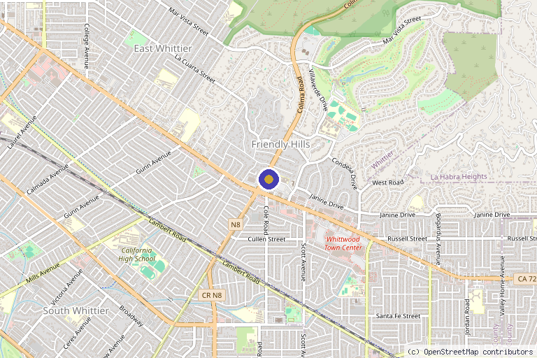 Map showing the location of Bloom Medical Group in Whittier, CA