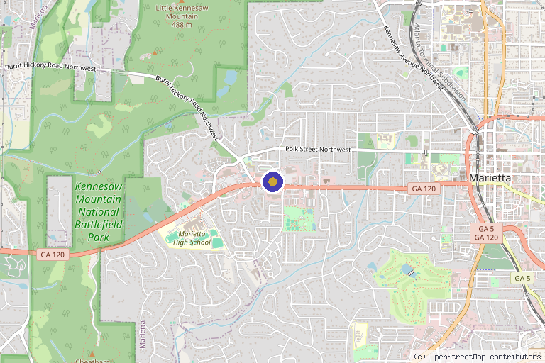 Map showing the location of Vibe Aesthetics - Marietta MedSpa in Marietta, GA