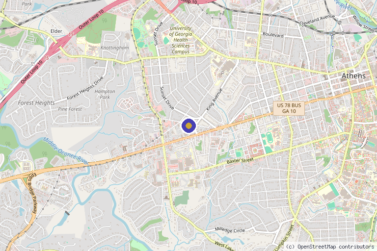 Map showing the location of John Degenero, PTA in Athens, GA
