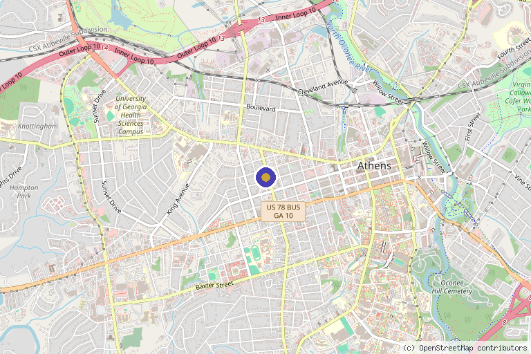 Map showing the location of IVme Wellness Clinic and Mobile Services in Athens, GA