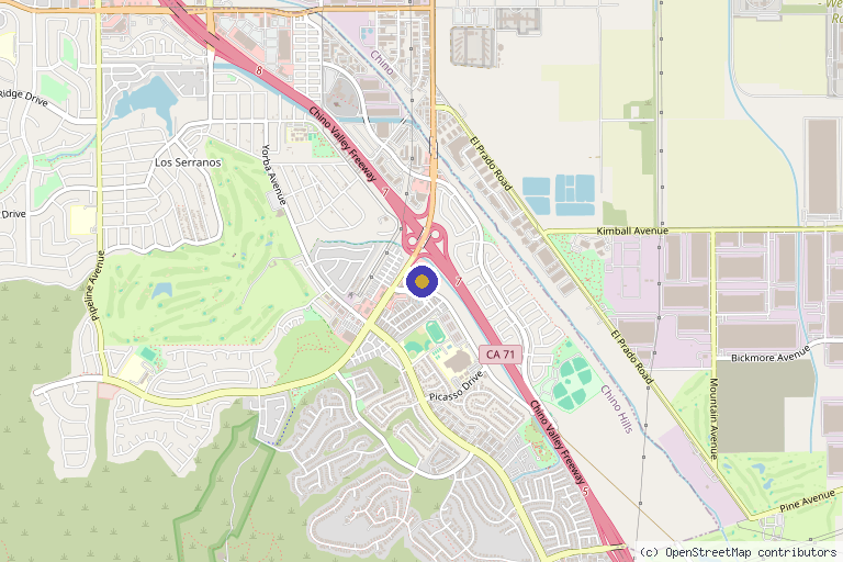 Map showing the location of Southern California Injury Treatment Center in Chino Hills, CA