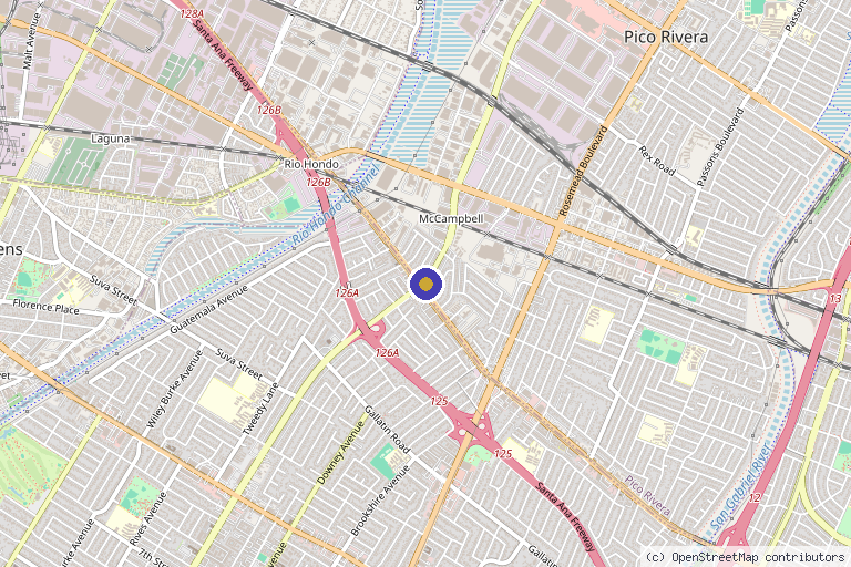 Map showing the location of Riviera Healthcare Center in Pico Rivera, CA