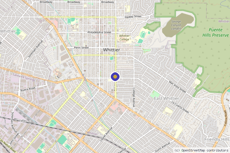 Map showing the location of South Bay Med Spa - Whittier in Whittier, CA