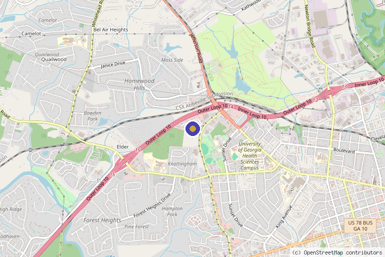 Map showing the location of Athens Regenerative Medicine in Athens, GA