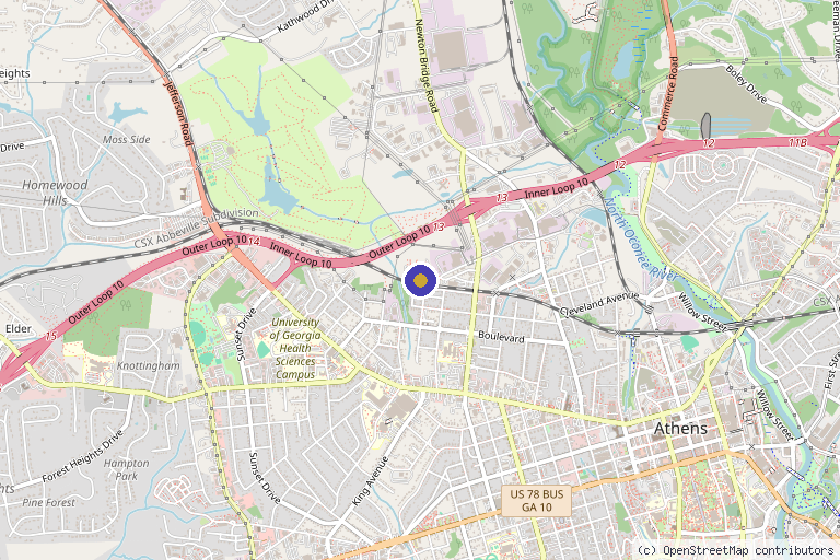 Map showing the location of Blue Spiral MedSpa in Athens, GA
