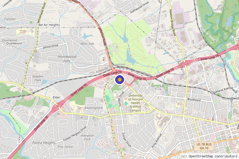 Map showing the location of Stephen Lober Plastic Surgery in Athens, GA