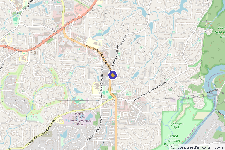 Map showing the location of SoftWave Therapy East Cobb – Dr. Paul Drilling, DC in Marietta, GA