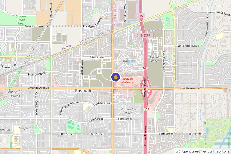 Map showing the location of Gateway MedSpa in Eastvale, CA