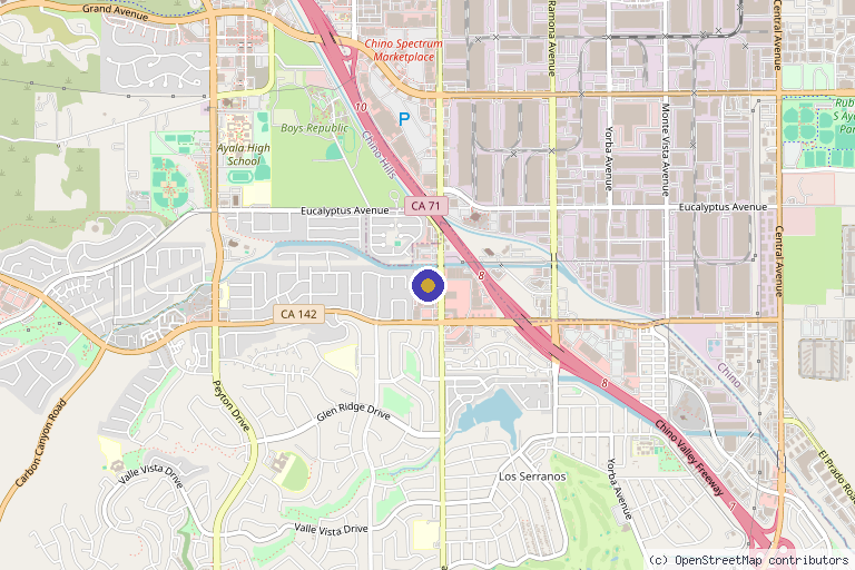 Map showing the location of GemTech Rejuvenation Center in Chino Hills, CA
