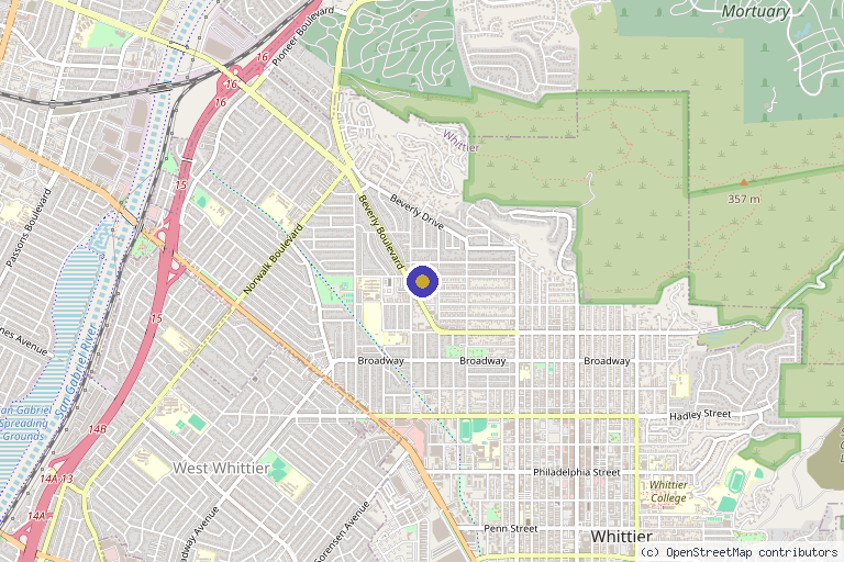Map showing the location of Vita Aesthetics & Wellness in Whittier, CA
