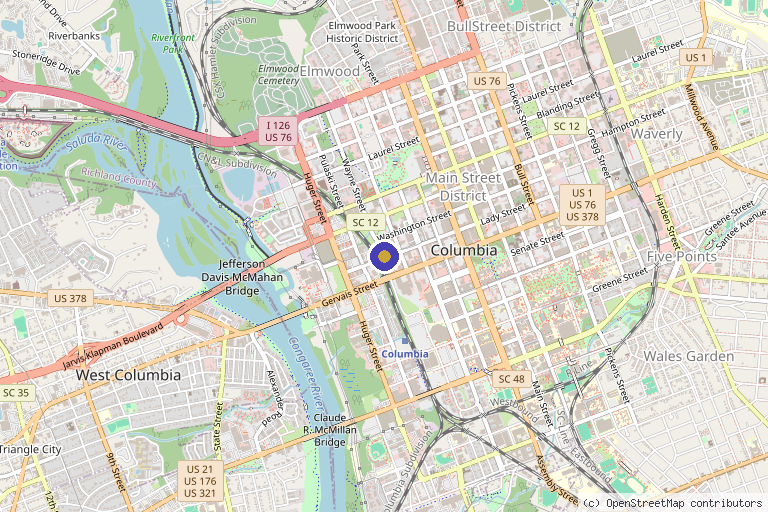 Map showing the location of Sculpted by WH Aesthetics in Columbia, SC