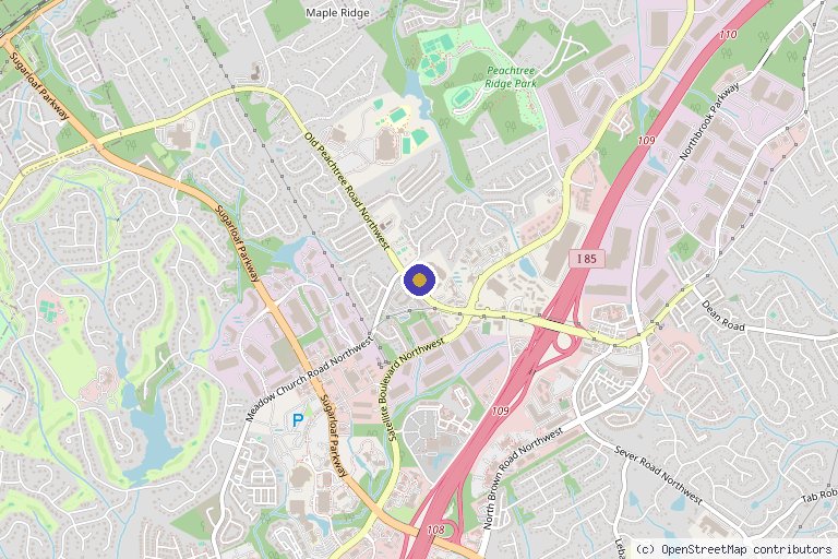 Map showing the location of Essential Injectables MedSpa in Suwanee, GA
