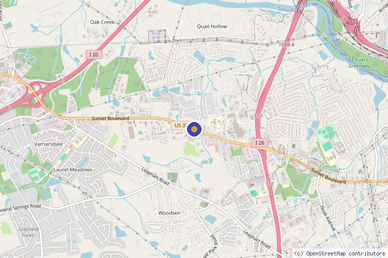 Map showing the location of QC Kinetix (West Columbia) in Columbia, SC