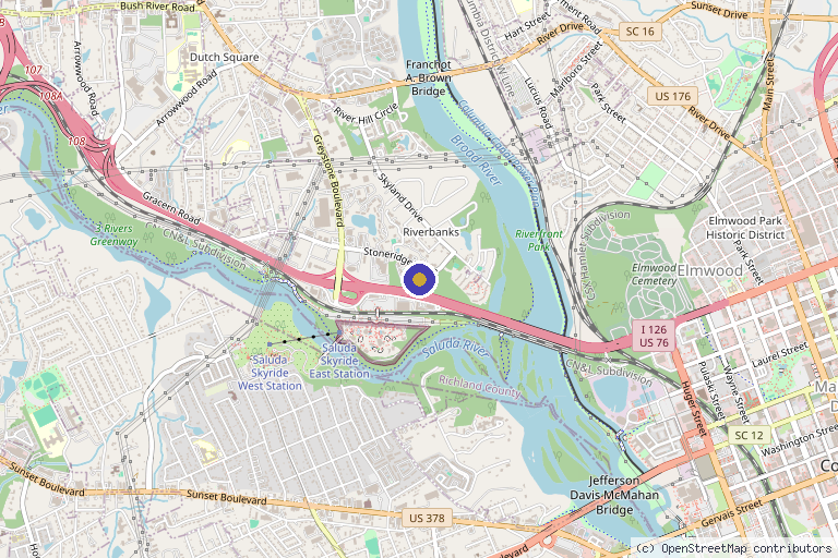 Map showing the location of Transitional Wellness Center in Columbia, SC