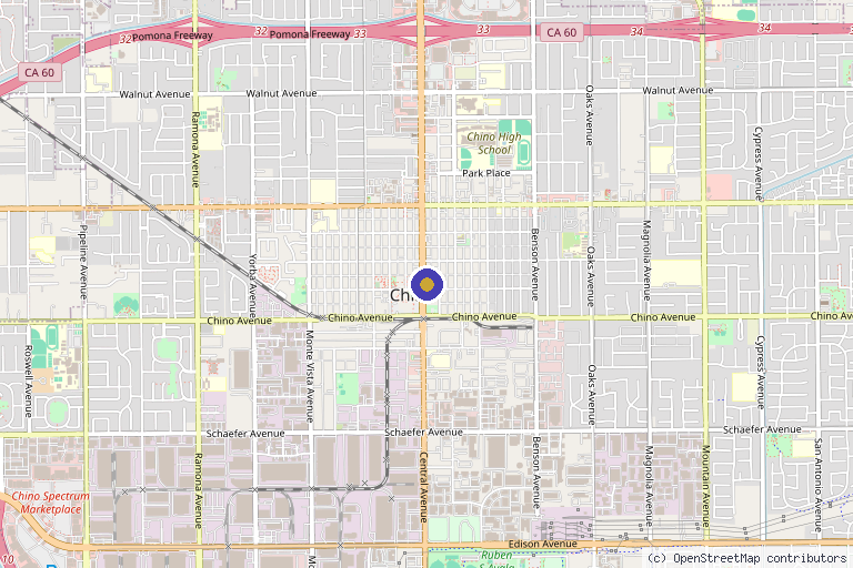 Map showing the location of SoCal Body Institute in Chino, CA