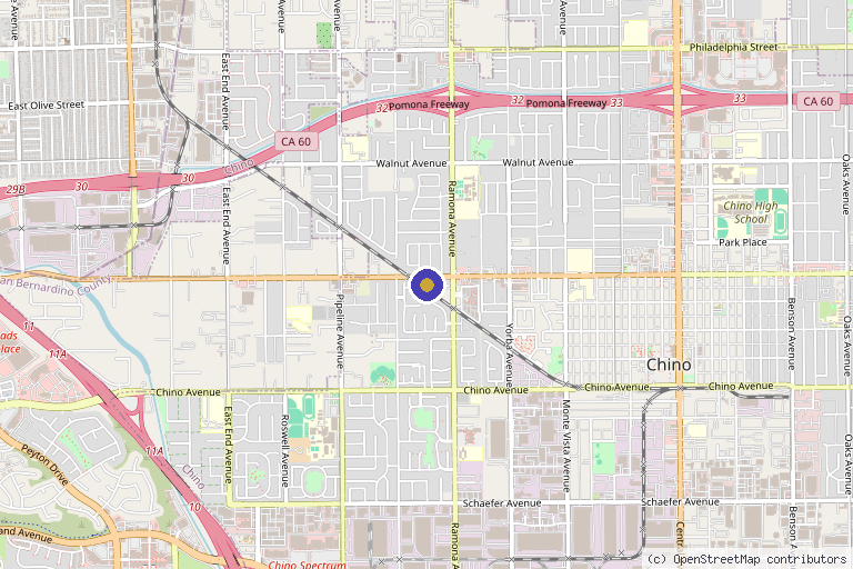 Map showing the location of Dr Babyface Med Spa in Chino, CA