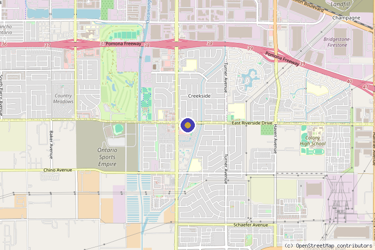 Map showing the location of Theory of Me Med Spa in Ontario, CA