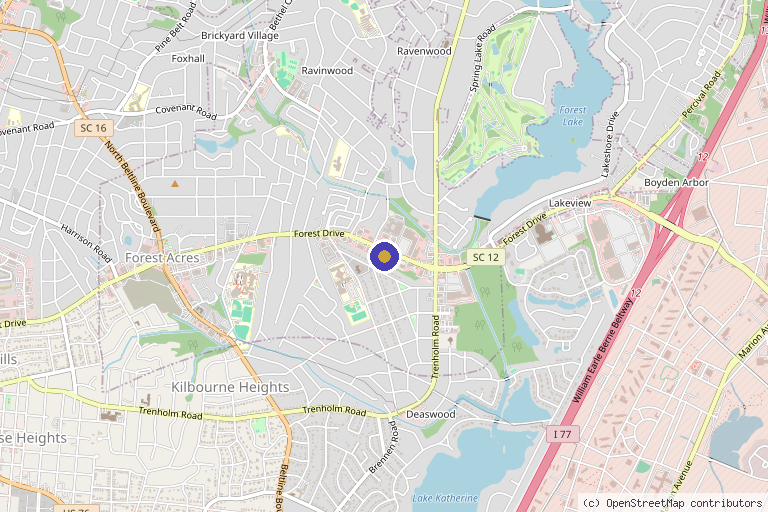Map showing the location of About You Aesthetics in Columbia, SC