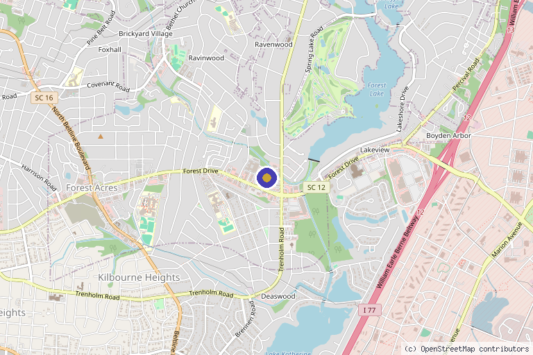 Map showing the location of Roots Integrative Medicine - Forest Drive in Columbia, SC