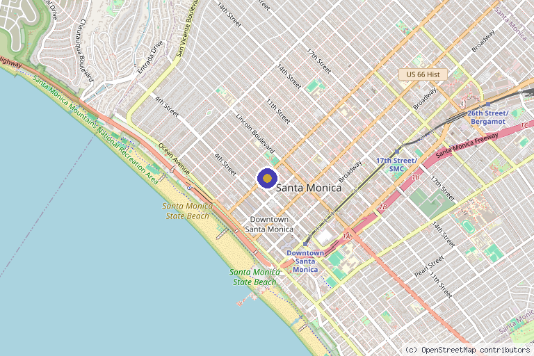 Map showing the location of The Skin Department in Santa Monica, CA