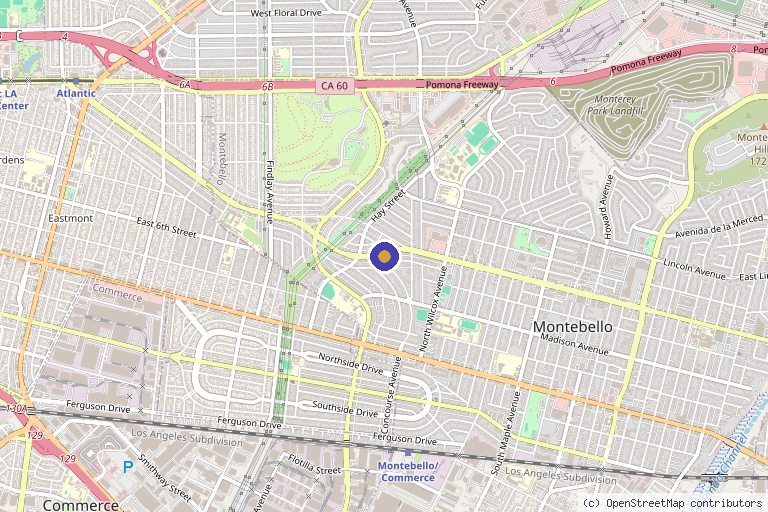 Map showing the location of Varicose Vein Laser Center & Med Spa in Montebello, CA