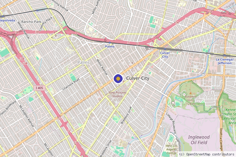 Map showing the location of Aliq Aesthetics PC in Culver City, CA