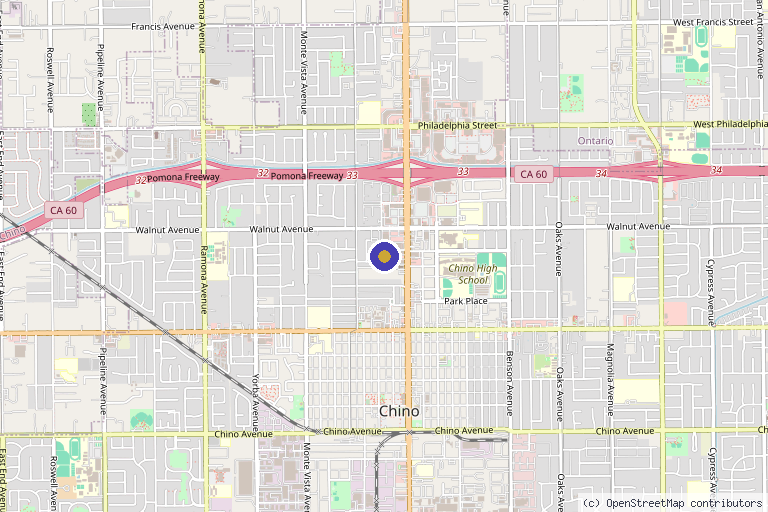 Map showing the location of Reviive Lounge Aesthetics in Chino, CA