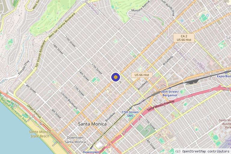 Map showing the location of NOVA Hyperbaric Oxygen Therapy in Santa Monica, CA