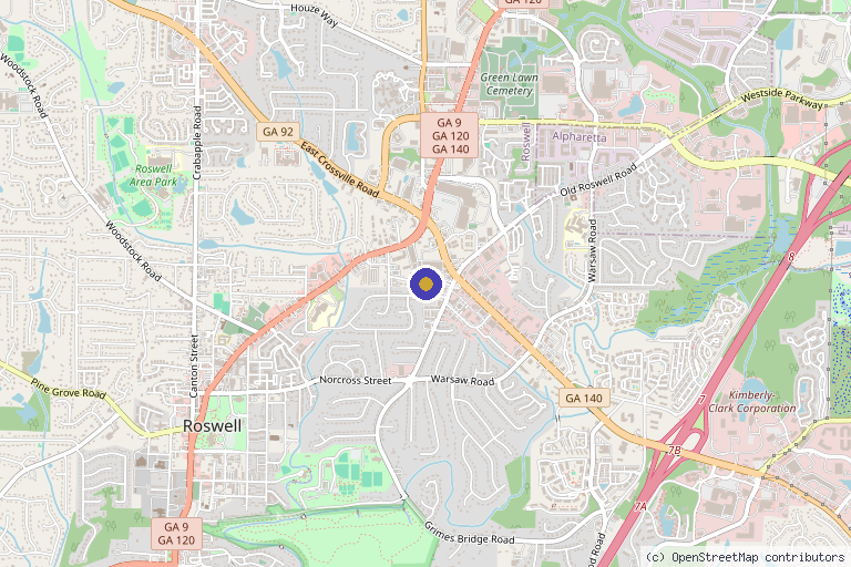 Map showing the location of Revived Radiance Clinic, LLC in Roswell, GA