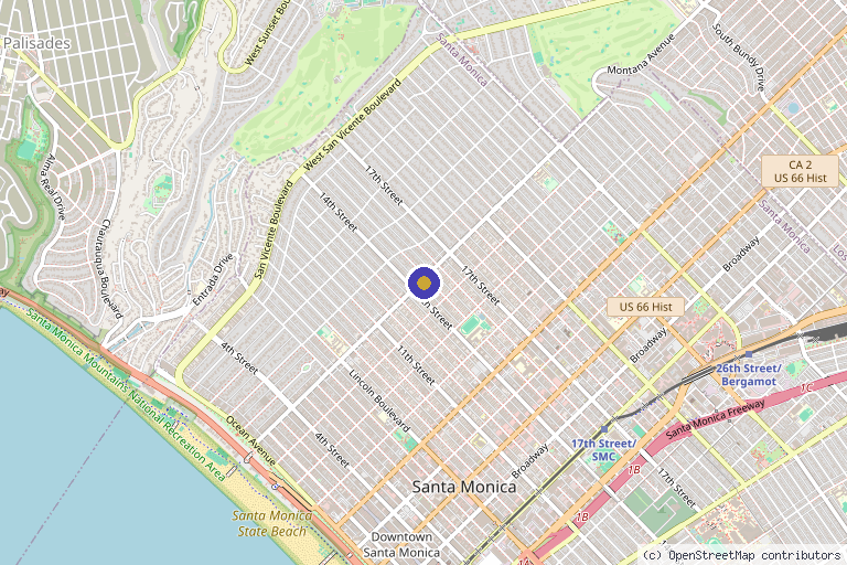 Map showing the location of Self Care LA in Santa Monica, CA