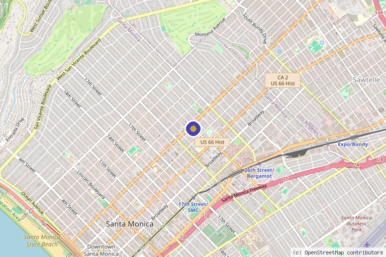 Map showing the location of Essencia Wellness Colon Hydrotherapy in Santa Monica, CA