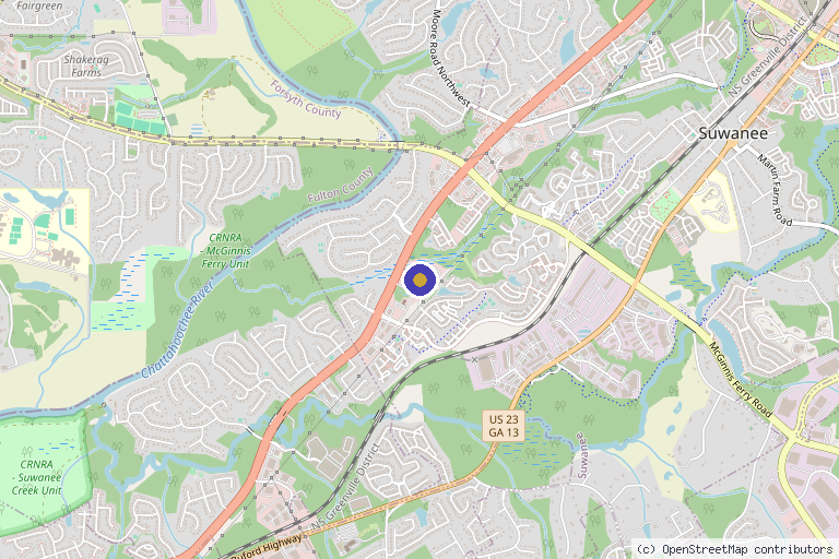 Map showing the location of Precision Health & Wellness Center in Suwanee, GA