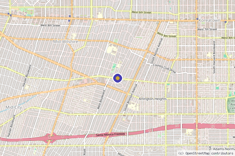Map showing the location of Arash A. Dini MD in Los Angeles, CA
