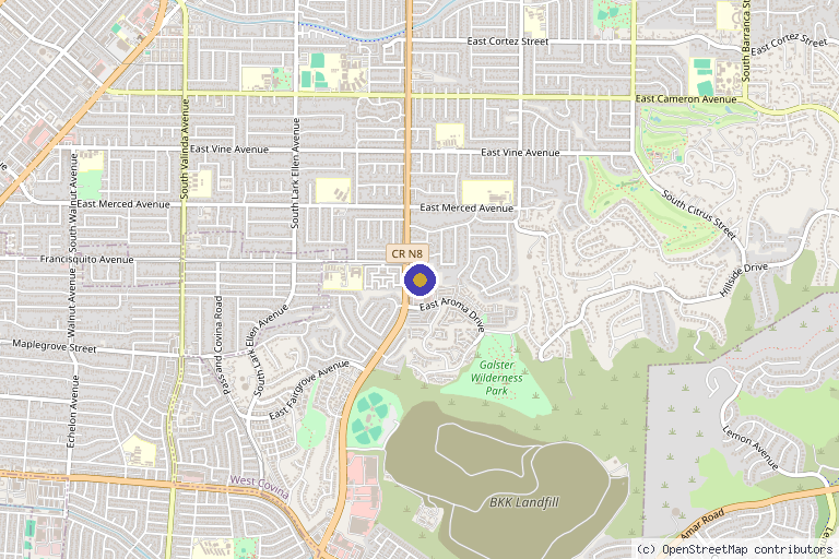 Map showing the location of Amaraah Haus in West Covina, CA