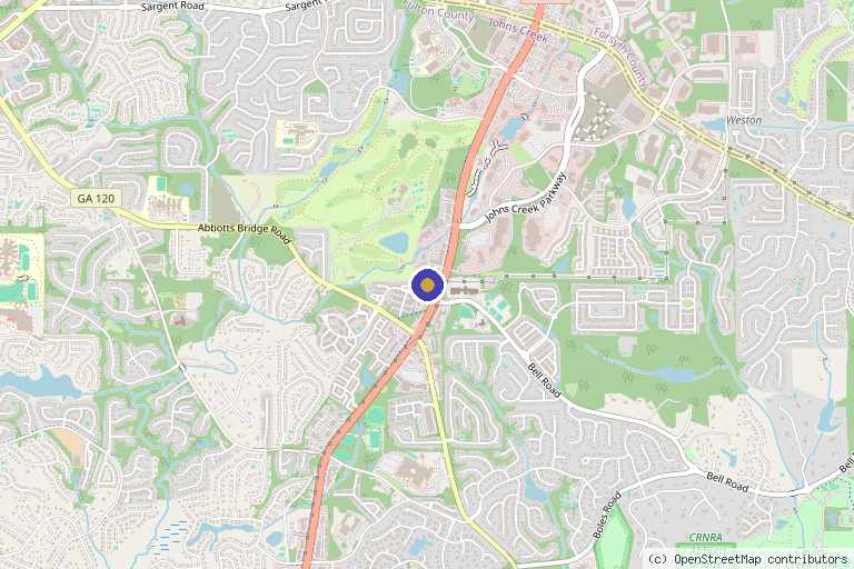 Map showing the location of SAHA Med Spa - Johns Creek in Johns Creek, GA