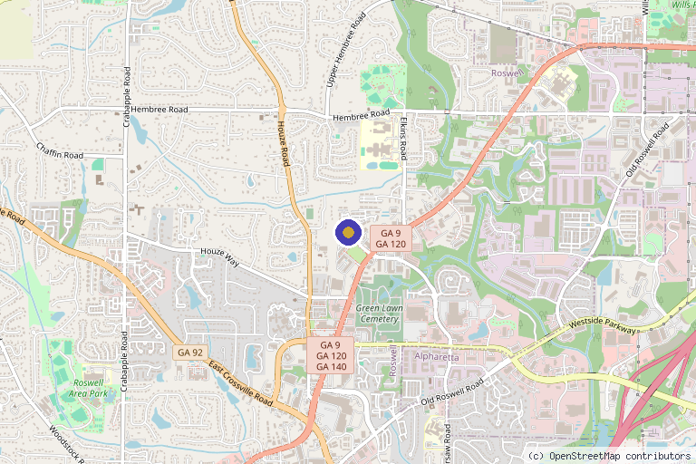 Map showing the location of Aspire Spine and Pain Center in Roswell, GA