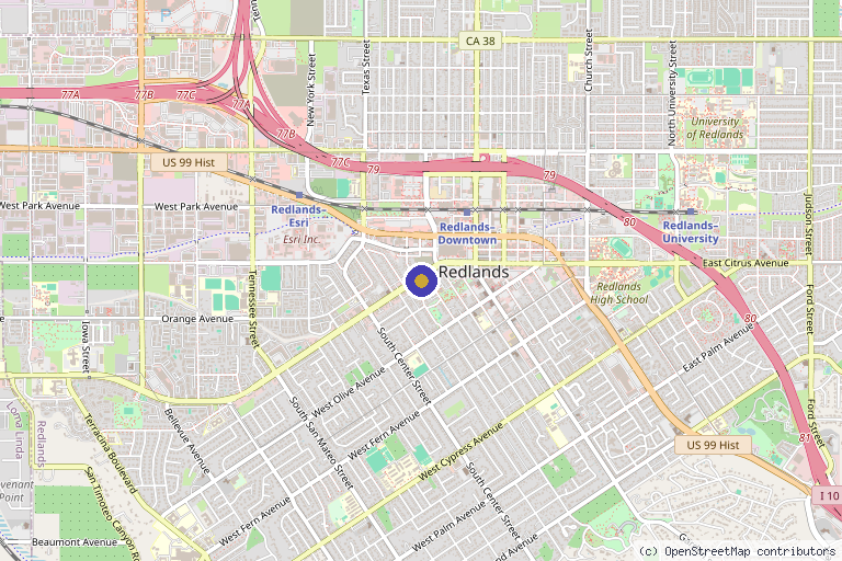 Map showing the location of Natural Elegance Beauty MedSpa in Redlands, CA