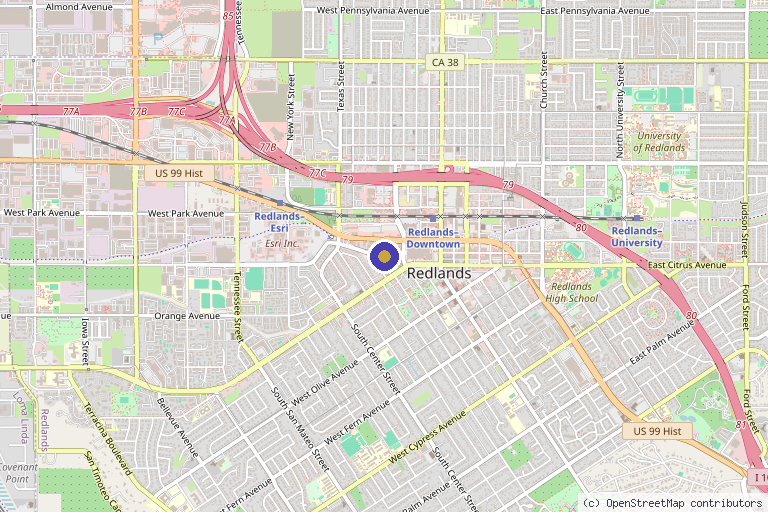 Map showing the location of Vitality Institute of Redlands in Redlands, CA