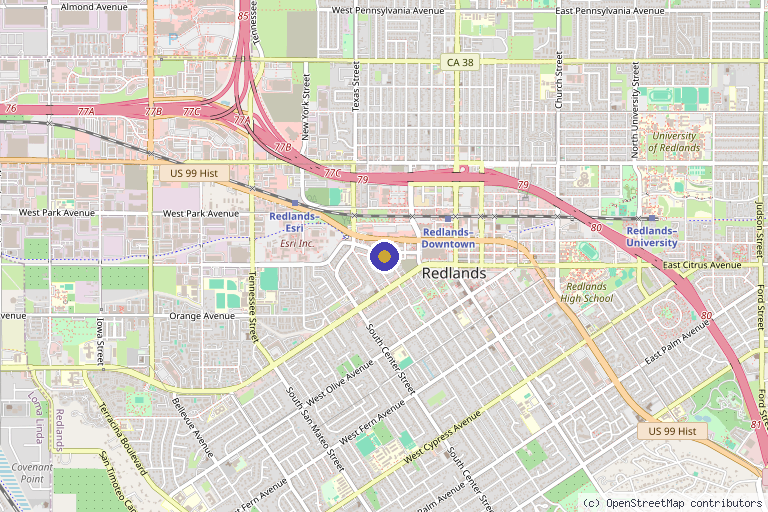 Map showing the location of Beauty Enhanced Aesthetics in Redlands, CA