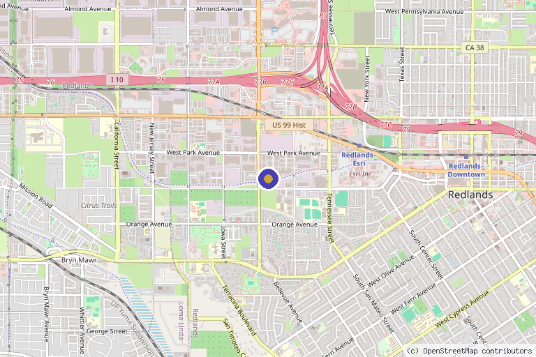 Map showing the location of 911 BioCare in Redlands, CA