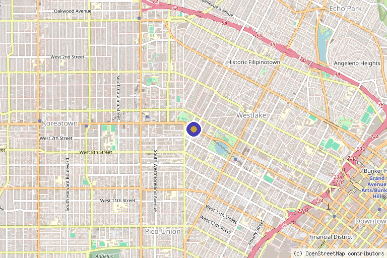 Map showing the location of Peter A. Fields, MD, DC in Los Angeles, CA