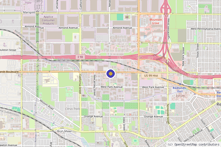 Map showing the location of TS Hydration and Wellness Medical Center in Redlands, CA