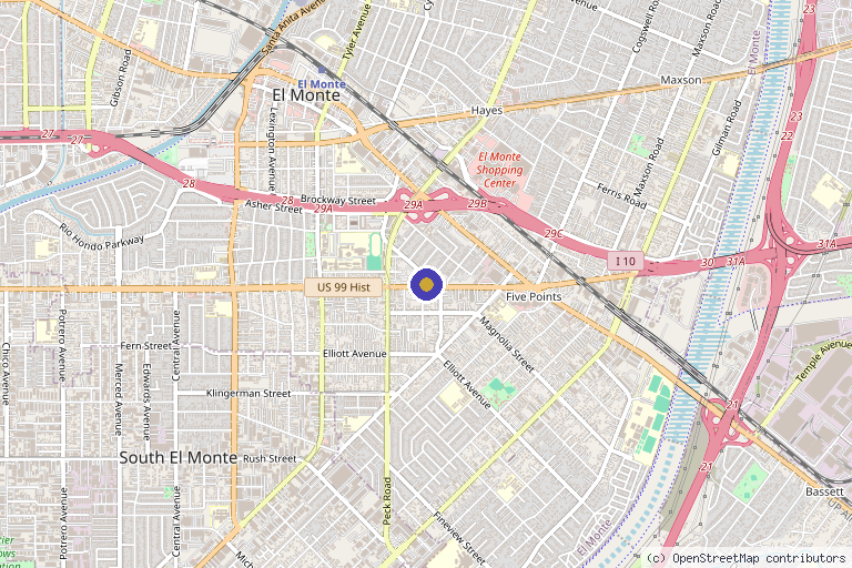 Map showing the location of Duke Medical Clinic in El Monte, CA