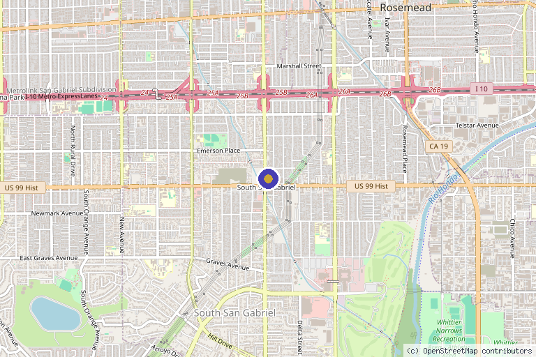 Map showing the location of Revive Medspa & Skincare in Rosemead, CA