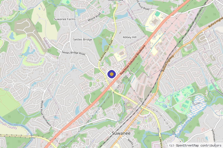 Map showing the location of Atlanta Men's Clinic in Suwanee, GA